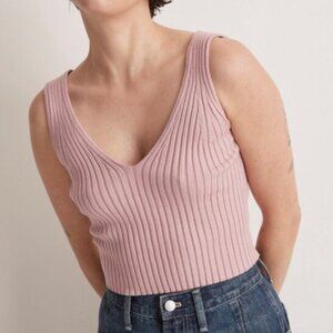 Madewell Pink V-Neck Sweater Tee, S